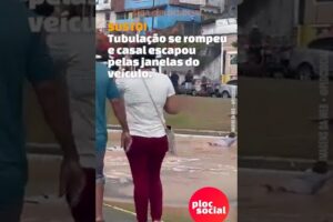 Carro afunda após tubulação romper em avenida de Salvador e casal escapa pela janela do veículo